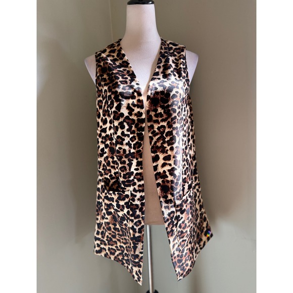 Emery Rose Jackets & Blazers - Boho Y2K Leopard Print Vest Women's L Lightweight Sleeveless Long vest
